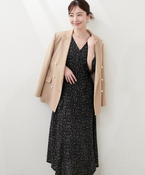 natural couture(ナチュラルクチュール)の「レトロ小花ワンピース(ワンピース・レディース・その他2/その他1/ネイビー/ピンクベージュ・LARGE/MEDIUM)」の9枚目の写真