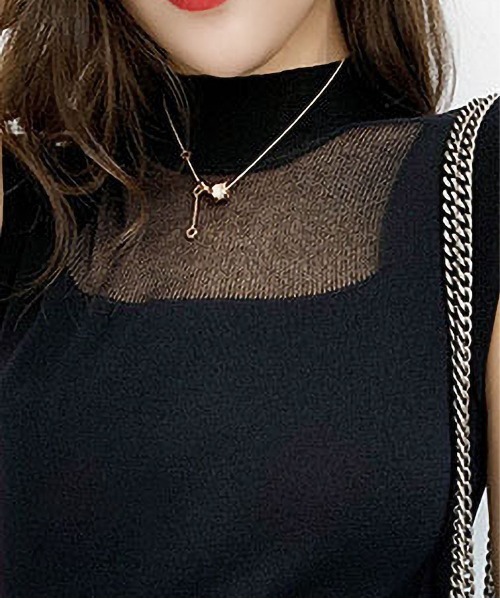 BLANC FICELLE（ブランフィセル）の「ノースリーブ　ハイネック（Tシャツ/カットソー・レディース・グリーン/ピンク/グレー/ネイビー/ベージュ/ブラック/ホワイト・FREE）」の6枚目の写真