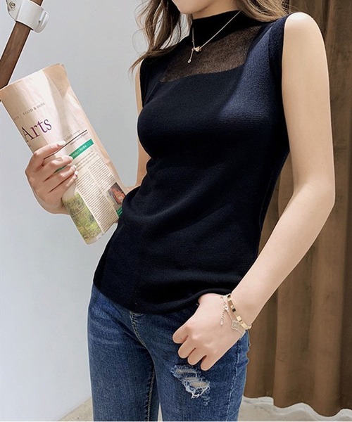 BLANC FICELLE（ブランフィセル）の「ノースリーブ　ハイネック（Tシャツ/カットソー・レディース・グリーン/ピンク/グレー/ネイビー/ベージュ/ブラック/ホワイト・FREE）」の11枚目の写真