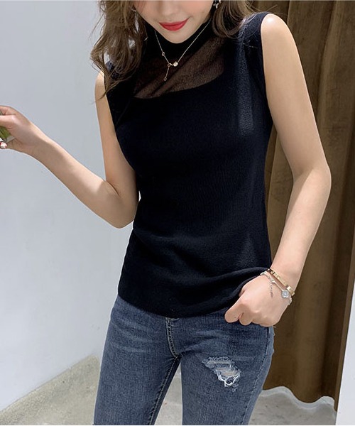 BLANC FICELLE（ブランフィセル）の「ノースリーブ　ハイネック（Tシャツ/カットソー・レディース・グリーン/ピンク/グレー/ネイビー/ベージュ/ブラック/ホワイト・FREE）」の16枚目の写真