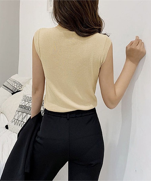 BLANC FICELLE（ブランフィセル）の「ノースリーブ　ハイネック（Tシャツ/カットソー・レディース・グリーン/ピンク/グレー/ネイビー/ベージュ/ブラック/ホワイト・FREE）」の15枚目の写真