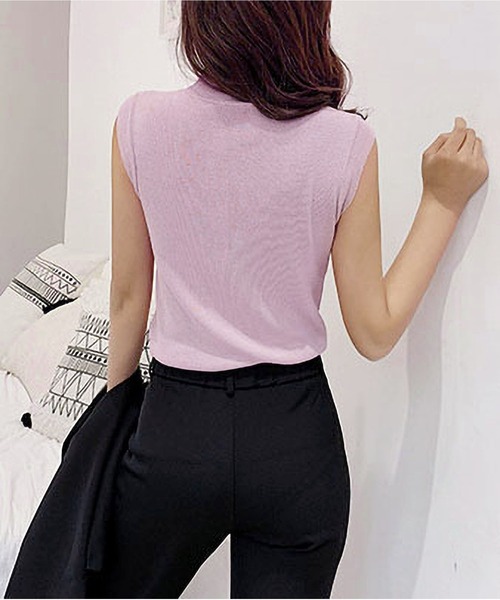 BLANC FICELLE（ブランフィセル）の「ノースリーブ　ハイネック（Tシャツ/カットソー・レディース・グリーン/ピンク/グレー/ネイビー/ベージュ/ブラック/ホワイト・FREE）」の20枚目の写真