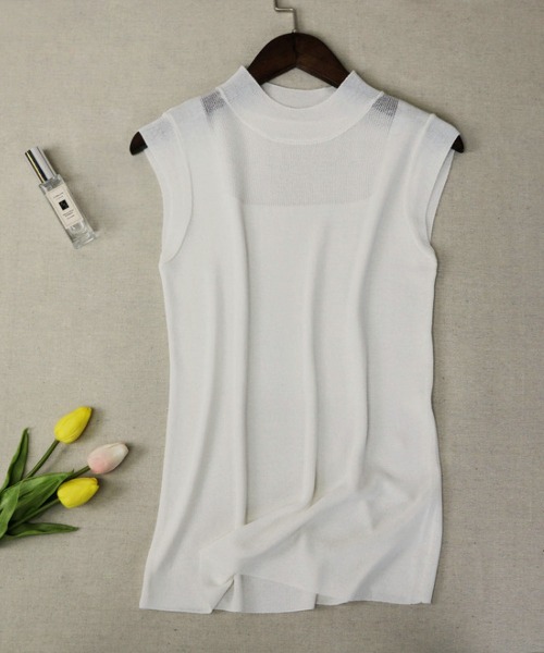 BLANC FICELLE（ブランフィセル）の「ノースリーブ　ハイネック（Tシャツ/カットソー・レディース・グリーン/ピンク/グレー/ネイビー/ベージュ/ブラック/ホワイト・FREE）」の22枚目の写真