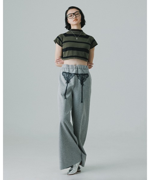 M TO R(ムウトアール)の「TROMPE GARTER PRINT BUGGY SWEAT PT(その他パンツ・レディース・ライトグレー/ネイビー・42/40/38)」の2枚目の写真