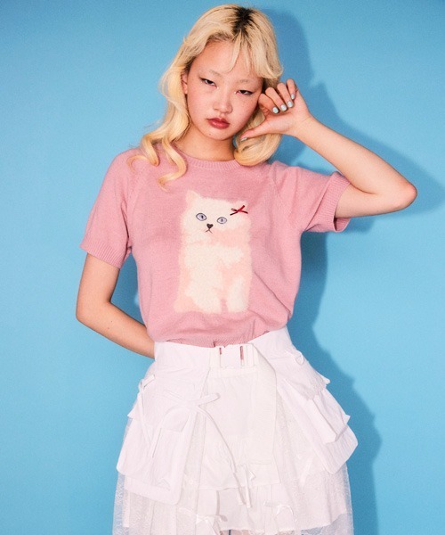 Candy Stripper(キャンディストリッパー)の「TINY CAT KNIT トップス(ニット/セーター・レディース・ブラック/オフホワイト/ピンク・FREE)」の21枚目の写真