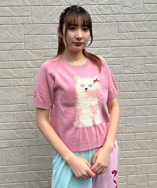 candystripper ねこ　ワッフルトップス セール】TINY CAT KNIT トップス（ニット/セーター）｜Candy