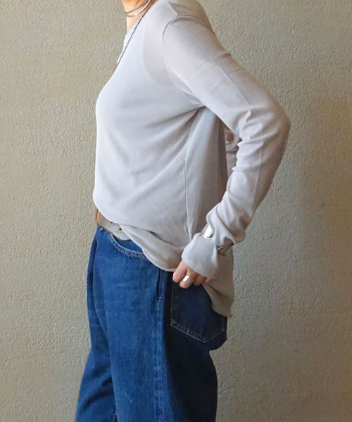 JOURNAL STANDARD LUXE（ジャーナルスタンダード　ラックス）の「シアーテレコ プルオーバー（Tシャツ/カットソー・レディース・ライトグレー/ホワイト/ライトグリーン/ブラック・FREE）」の9枚目の写真