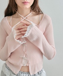 OLIVE des OLIVE | ビーズリボンVカーデ(カーディガン/ボレロ)