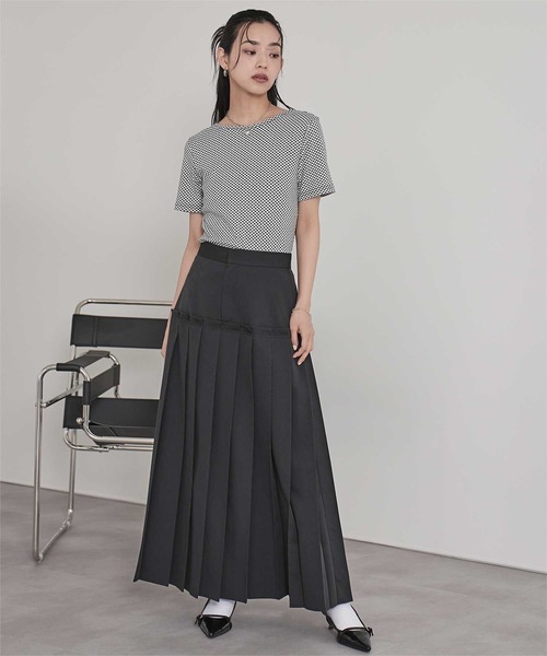 miette(ミエット)の「前後2wayギンガムチェック半袖トップス(Tシャツ/カットソー・レディース・ブルー/ブラック/ブラウン・FREE)」の5枚目の写真