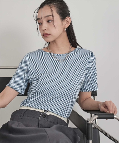 miette(ミエット)の「前後2wayギンガムチェック半袖トップス(Tシャツ/カットソー・レディース・ブルー/ブラック/ブラウン・FREE)」の20枚目の写真