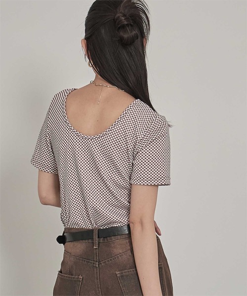 miette(ミエット)の「前後2wayギンガムチェック半袖トップス(Tシャツ/カットソー・レディース・ブルー/ブラック/ブラウン・FREE)」の16枚目の写真