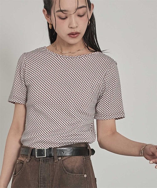 miette(ミエット)の「前後2wayギンガムチェック半袖トップス(Tシャツ/カットソー・レディース・ブルー/ブラック/ブラウン・FREE)」の17枚目の写真