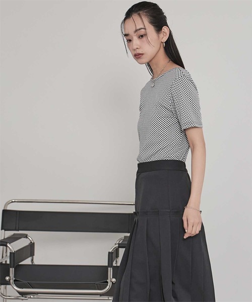 miette(ミエット)の「前後2wayギンガムチェック半袖トップス(Tシャツ/カットソー・レディース・ブルー/ブラック/ブラウン・FREE)」の10枚目の写真