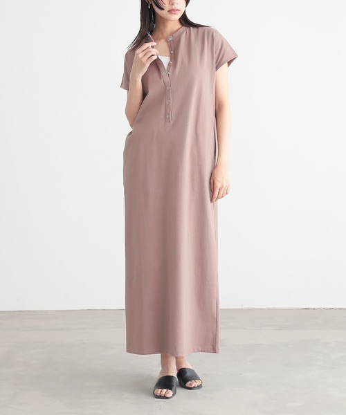 for/c（フォーシー）の「[低身長向けサイズ有]汗シミ防止ヘンリーネックワンピース【サスティナブル】（ワンピース・レディース・ブラウン/ブラック・PM/PL/M/L）」の11枚目の写真