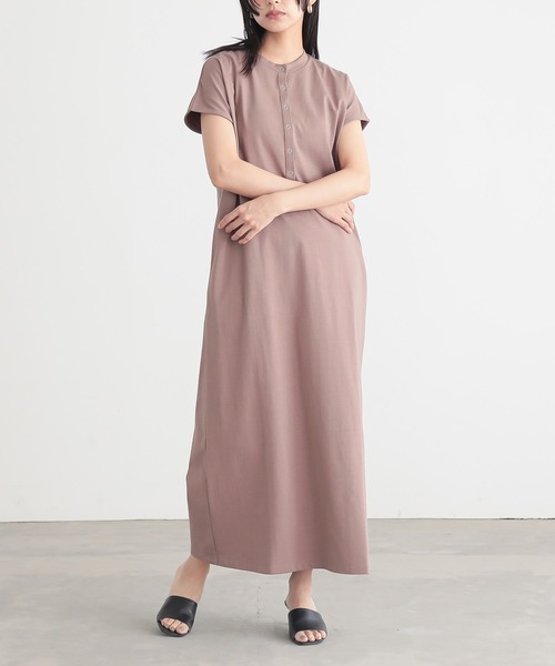 for/c（フォーシー）の「[低身長向けサイズ有]汗シミ防止ヘンリーネックワンピース【サスティナブル】（ワンピース・レディース・ブラウン/ブラック・PM/PL/M/L）」の10枚目の写真