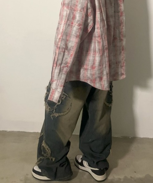 A‘gem 9（エージェムナイン）の「A'GEM/9 × .kom『FREEDEE/フリーディー』サイドカットオフバギーデニム（デニムパンツ・メンズ・ブラック/ブルー・L）」の16枚目の写真