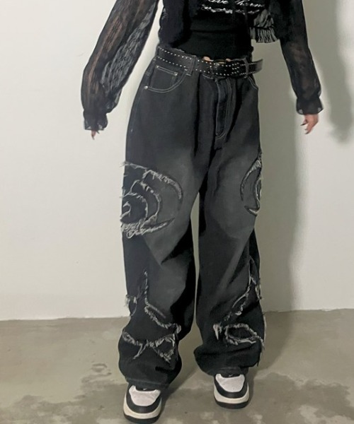 A‘gem 9（エージェムナイン）の「A'GEM/9 × .kom『FREEDEE/フリーディー』サイドカットオフバギーデニム（デニムパンツ・メンズ・ブラック/ブルー・L）」の9枚目の写真