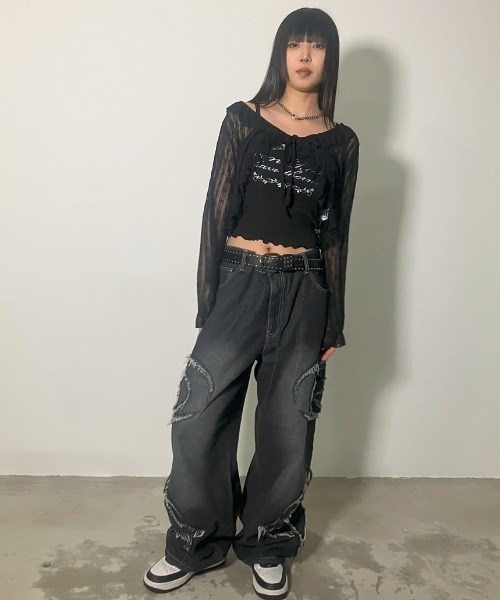 A‘gem 9（エージェムナイン）の「A'GEM/9 × .kom『FREEDEE/フリーディー』サイドカットオフバギーデニム（デニムパンツ・メンズ・ブラック/ブルー・L）」の17枚目の写真
