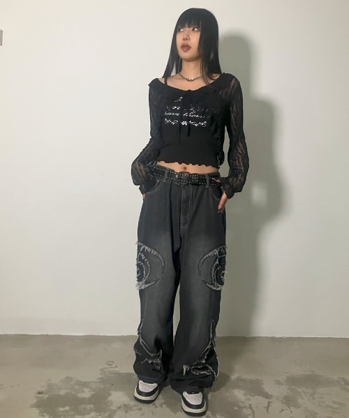 A‘gem 9（エージェムナイン）の「A'GEM/9 × .kom『FREEDEE/フリーディー』サイドカットオフバギーデニム（デニムパンツ・メンズ・ブラック/ブルー・L）」の18枚目の写真