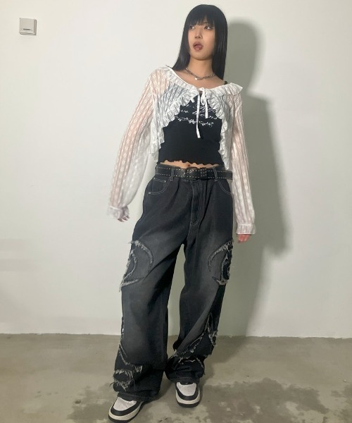 A‘gem 9（エージェムナイン）の「A'GEM/9 × .kom『FREEDEE/フリーディー』サイドカットオフバギーデニム（デニムパンツ・メンズ・ブラック/ブルー・L）」の19枚目の写真