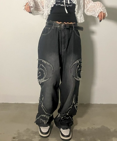 A‘gem 9（エージェムナイン）の「A'GEM/9 × .kom『FREEDEE/フリーディー』サイドカットオフバギーデニム（デニムパンツ・メンズ・ブラック/ブルー・L）」の11枚目の写真