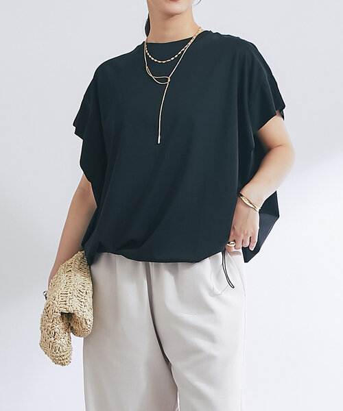 tシャツ 「着回し万能」ドライタッチコットン折り返しスリーブプルオーバー レディース セール】《着回し万能》ドライタッチコットン折り返しスリーブ