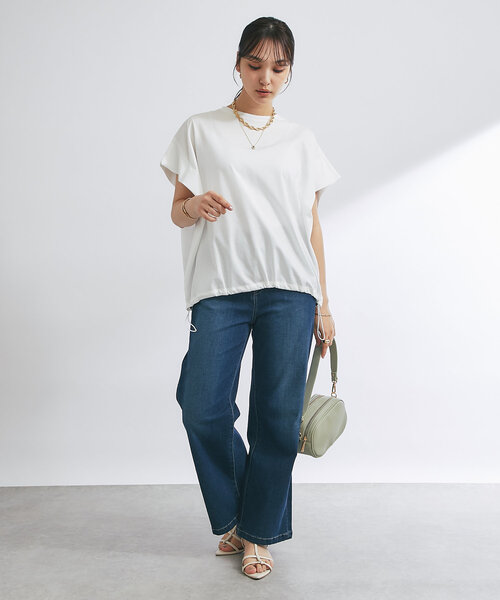 tシャツ 「着回し万能」ドライタッチコットン折り返しスリーブプルオーバー レディース セール】《着回し万能》ドライタッチコットン折り返しスリーブ