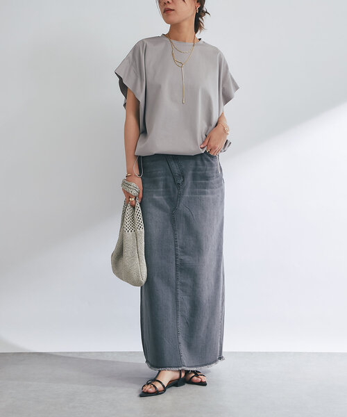 tシャツ 「着回し万能」ドライタッチコットン折り返しスリーブプルオーバー レディース セール】《着回し万能》ドライタッチコットン折り返しスリーブ