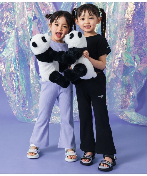 ANAP kids(アナップキッズ)の「ラインストーン ロゴ スリット フレア テレコ パンツ【セットアップ着用可】(その他パンツ・キッズ・ブラック/ラベンダー・110/130/120)」の5枚目の写真