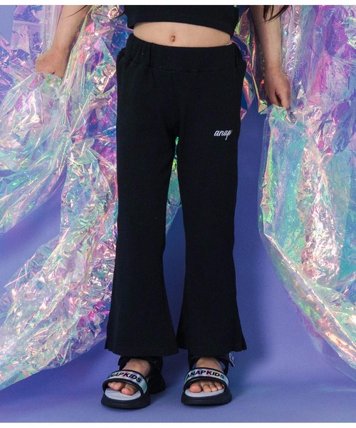 ANAP kids(アナップキッズ)の「ラインストーン ロゴ スリット フレア テレコ パンツ【セットアップ着用可】(その他パンツ・キッズ・ブラック/ラベンダー・110/130/120)」の7枚目の写真