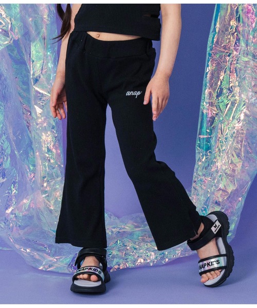 ANAP kids(アナップキッズ)の「ラインストーン ロゴ スリット フレア テレコ パンツ【セットアップ着用可】(その他パンツ・キッズ・ブラック/ラベンダー・110/130/120)」の9枚目の写真