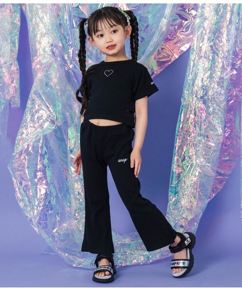 ANAP kids(アナップキッズ)の「ラインストーン ロゴ スリット フレア テレコ パンツ【セットアップ着用可】(その他パンツ・キッズ・ブラック/ラベンダー・110/130/120)」の10枚目の写真
