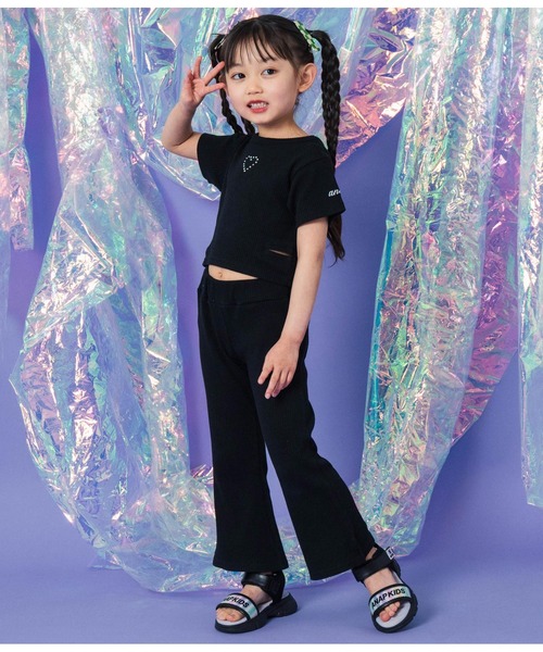 ANAP kids(アナップキッズ)の「ラインストーン ロゴ スリット フレア テレコ パンツ【セットアップ着用可】(その他パンツ・キッズ・ブラック/ラベンダー・110/130/120)」の11枚目の写真
