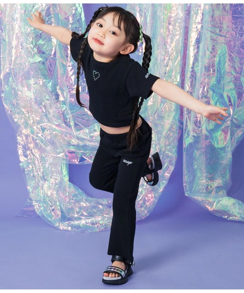 ANAP kids(アナップキッズ)の「ラインストーン ロゴ スリット フレア テレコ パンツ【セットアップ着用可】(その他パンツ・キッズ・ブラック/ラベンダー・110/130/120)」の13枚目の写真