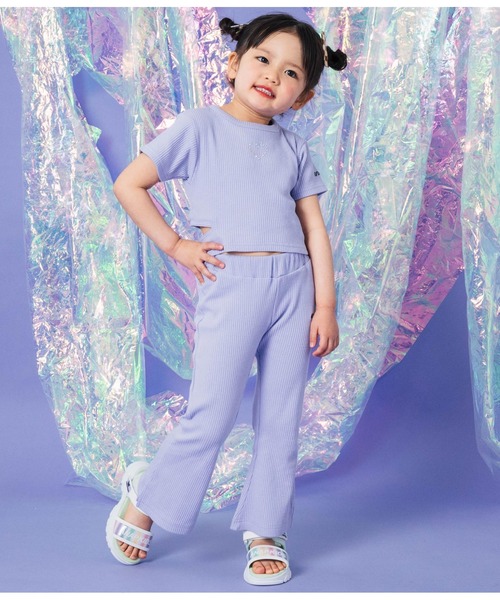 ANAP kids(アナップキッズ)の「ラインストーン ロゴ スリット フレア テレコ パンツ【セットアップ着用可】(その他パンツ・キッズ・ブラック/ラベンダー・110/130/120)」の19枚目の写真