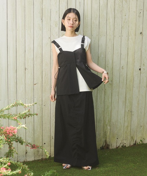 hunch（ハンチ）の「【接触冷感】シャーリング カーゴスカート（スカート・レディース・モカ/イエロー/ブラック・FREE）」の4枚目の写真