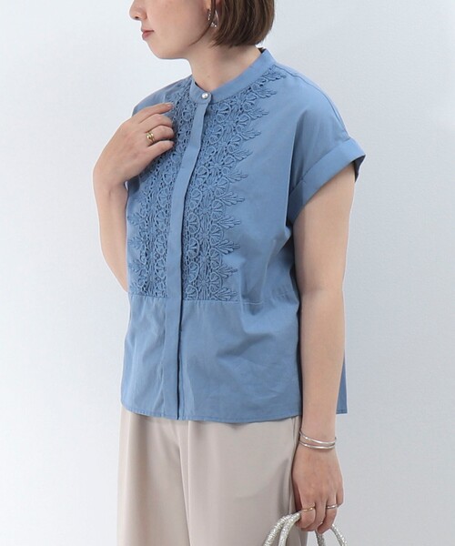 MICO COULIER（ミコクリエ）の「ローンレースブラウス（シャツ/ブラウス・レディース・ブルー/オフホワイト/ブラック・38）」の22枚目の写真