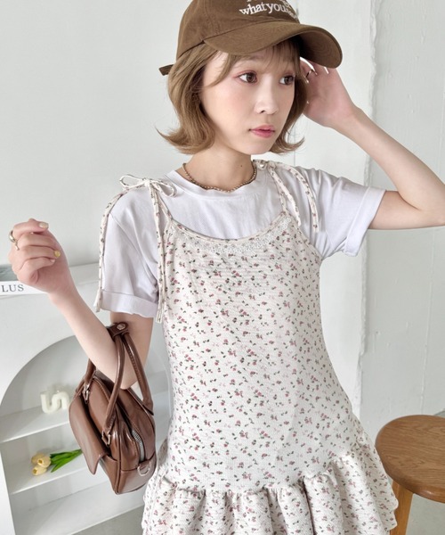 SOLLON.（ソルロン）の「フラワーキャミチュニックワンピース（ワンピース・レディース・アイボリー/グレー・FREE）」の7枚目の写真