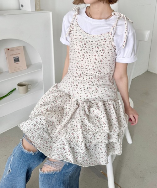 SOLLON.（ソルロン）の「フラワーキャミチュニックワンピース（ワンピース・レディース・アイボリー/グレー・FREE）」の6枚目の写真