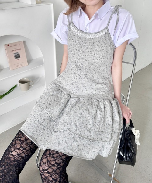 SOLLON.（ソルロン）の「フラワーキャミチュニックワンピース（ワンピース・レディース・アイボリー/グレー・FREE）」の3枚目の写真