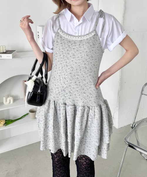 SOLLON.（ソルロン）の「フラワーキャミチュニックワンピース（ワンピース・レディース・アイボリー/グレー・FREE）」の15枚目の写真