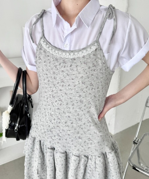 SOLLON.（ソルロン）の「フラワーキャミチュニックワンピース（ワンピース・レディース・アイボリー/グレー・FREE）」の4枚目の写真