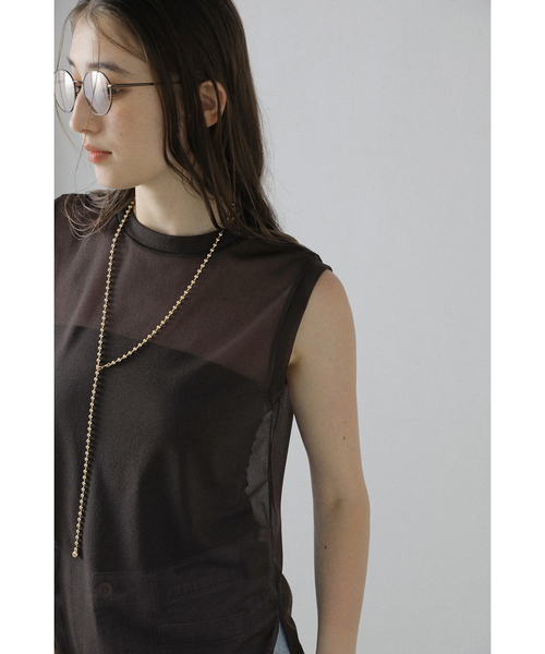 La TOTALITE（ラトータリテ）の「【洗える】シアートリコットタンクトップ（Tシャツ/カットソー・レディース・ブラウン/ブラック/バーガンディー・FREE）」の2枚目の写真