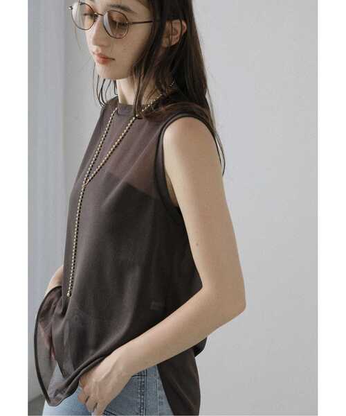 La TOTALITE（ラトータリテ）の「【洗える】シアートリコットタンクトップ（Tシャツ/カットソー・レディース・ブラウン/ブラック/バーガンディー・FREE）」の12枚目の写真