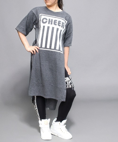 CHEER（チアー）の「サイドスリットプリントロングワンピース（ワンピース・レディース・ブラック/ダークグレー/オートミール・S/M/L）」の9枚目の写真