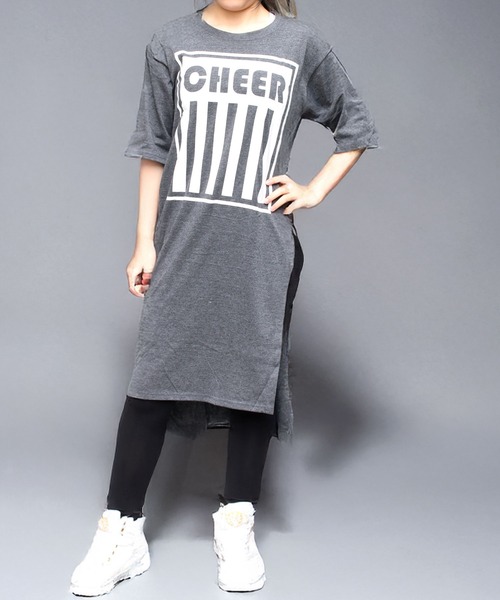 CHEER（チアー）の「サイドスリットプリントロングワンピース（ワンピース・レディース・ブラック/ダークグレー/オートミール・S/M/L）」の10枚目の写真