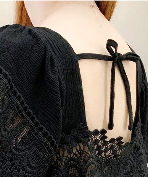 Beststore(ベストストア)の「レース付きシャツブラウス レディース フリルブラウス 半袖(シャツ/ブラウス・レディース・ブラック/ホワイト/ピンク・FREE)」の6枚目の写真