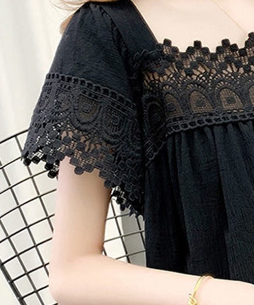 Beststore(ベストストア)の「レース付きシャツブラウス レディース フリルブラウス 半袖(シャツ/ブラウス・レディース・ブラック/ホワイト/ピンク・FREE)」の22枚目の写真