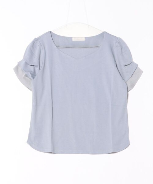 12Twelve Agenda(トゥエルブ アジェンダ)の「ハートネック異素材タックスリーブカットソープルオーバー(Tシャツ/カットソー・レディース・オフホワイト/ブラック/サックスブルー・M)」の3枚目の写真