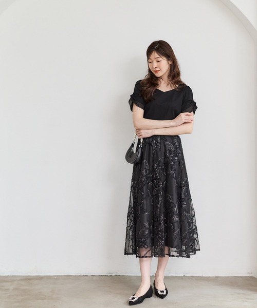 12Twelve Agenda(トゥエルブ アジェンダ)の「ハートネック異素材タックスリーブカットソープルオーバー(Tシャツ/カットソー・レディース・オフホワイト/ブラック/サックスブルー・M)」の22枚目の写真